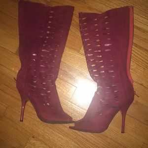 Burgundy suede heels